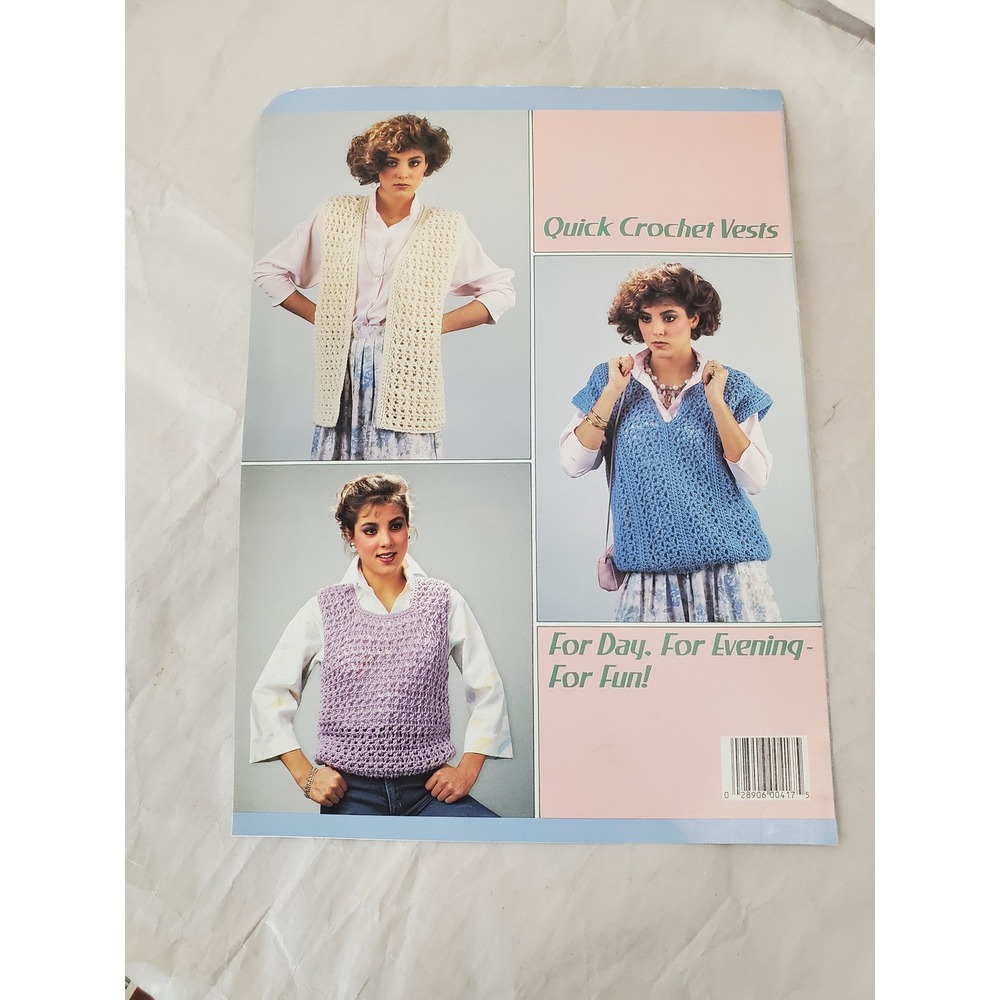 Leisure Arts Leaflet 417 Quick Crochet Vests Pattern Carole Rutter Tippett 1986 - Picture 2 of 4